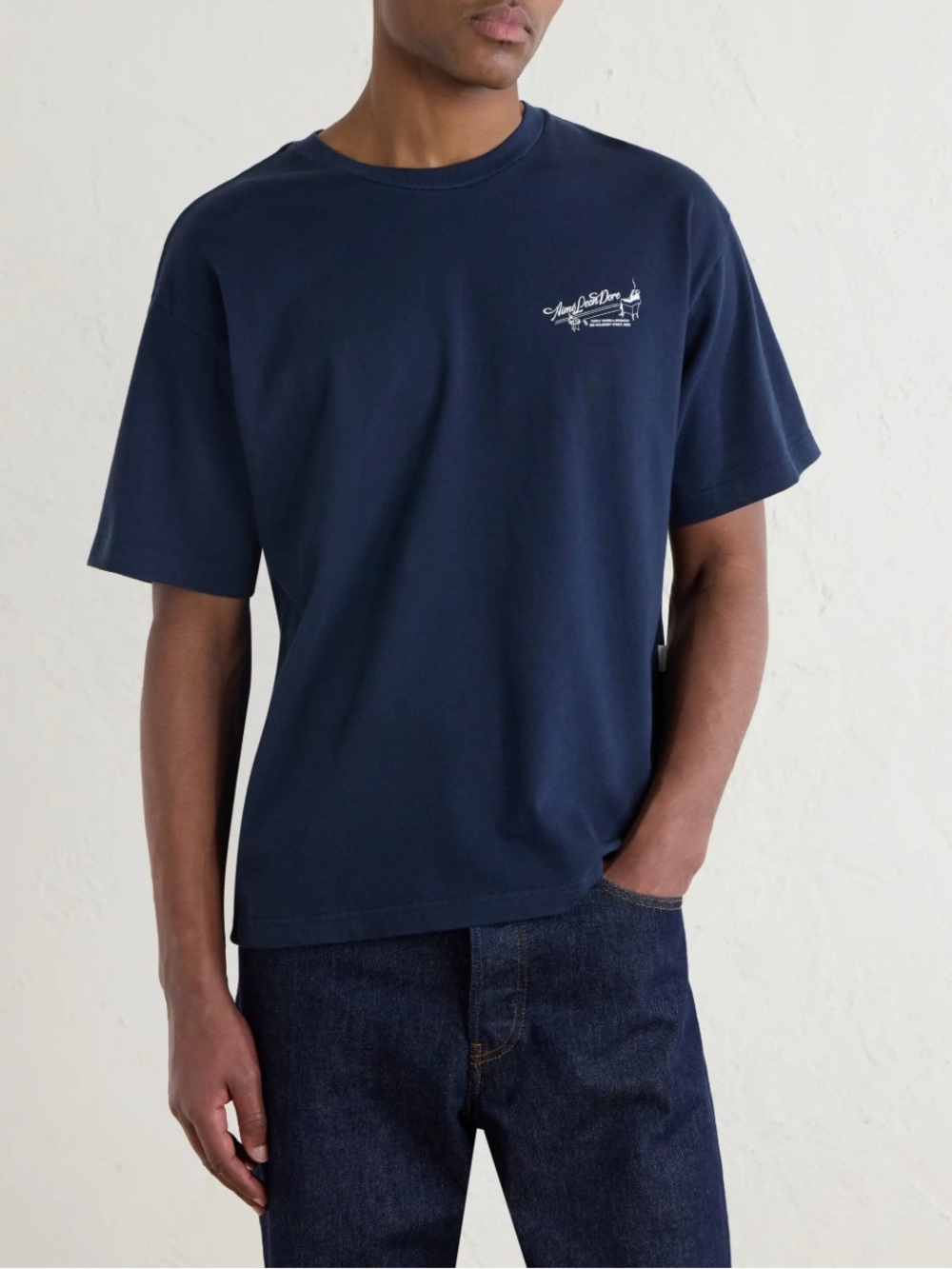 Aime Leon Dore Navy Logo-Print Cotton T-Shirt for Men Sz XXL NWT